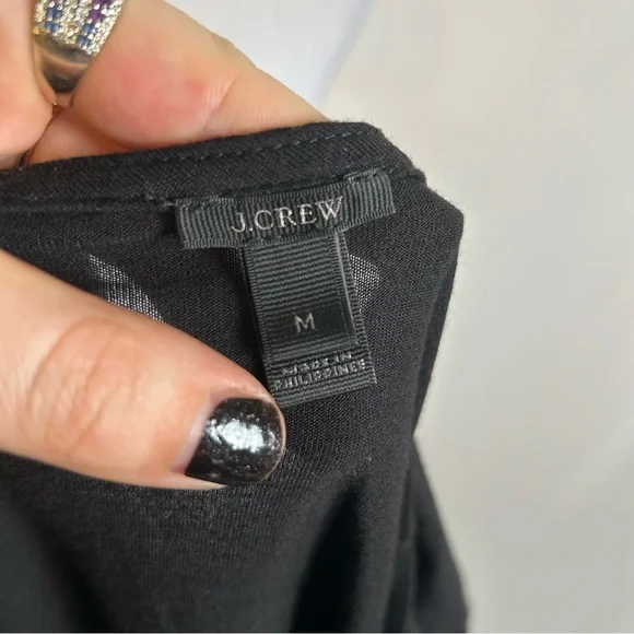 J Crew Black Short Sleeve Tie Front Blouse Size Medium - Picture 3 of 4